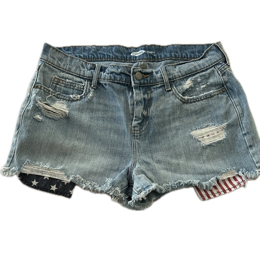 Old Navy Jean shorts size 6 with American flag accents